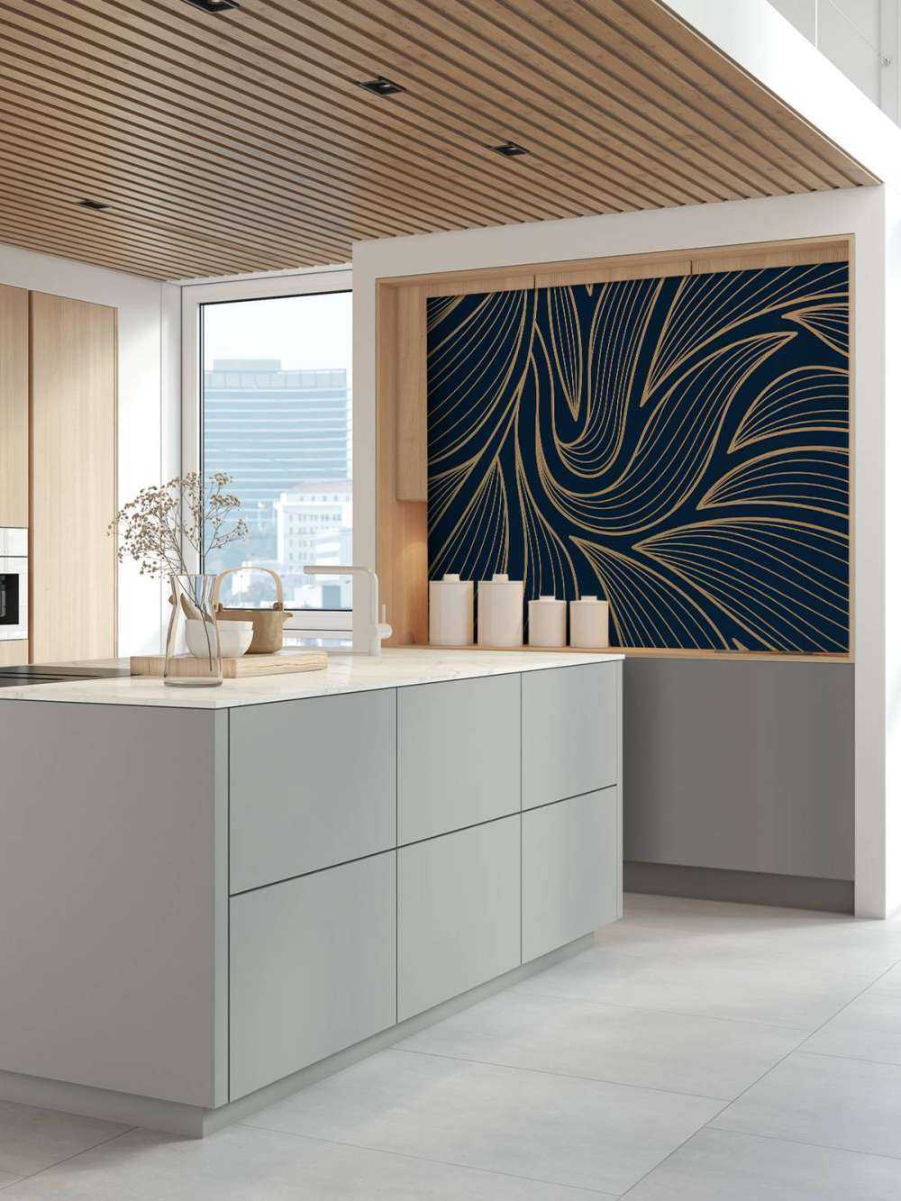 Fleurs art déco bleues