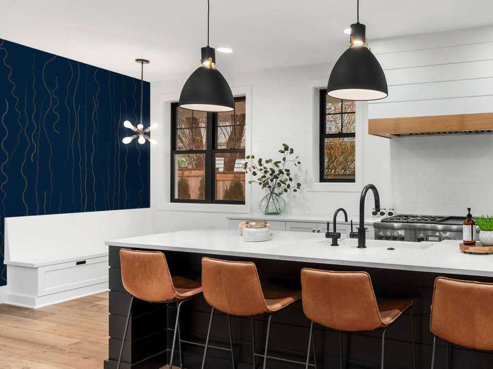 Lignes organiques herbe bleu nuit