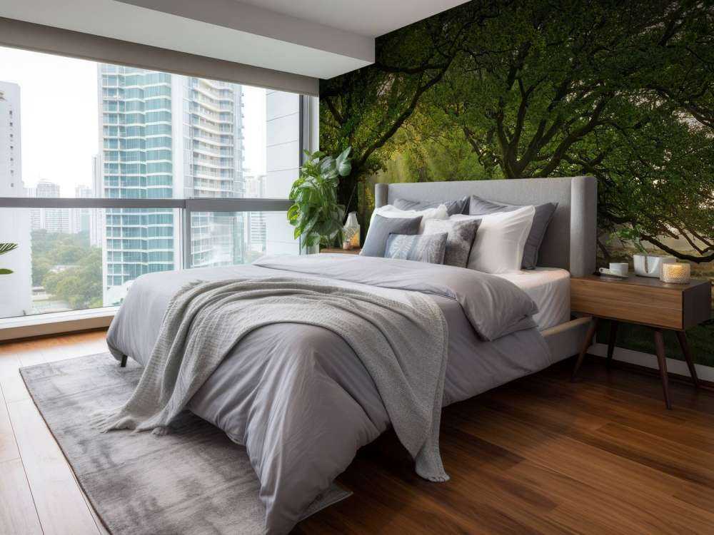 Chemin entre les chênes