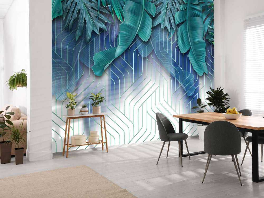 Feuilles vertes et lignes vertes graphiques