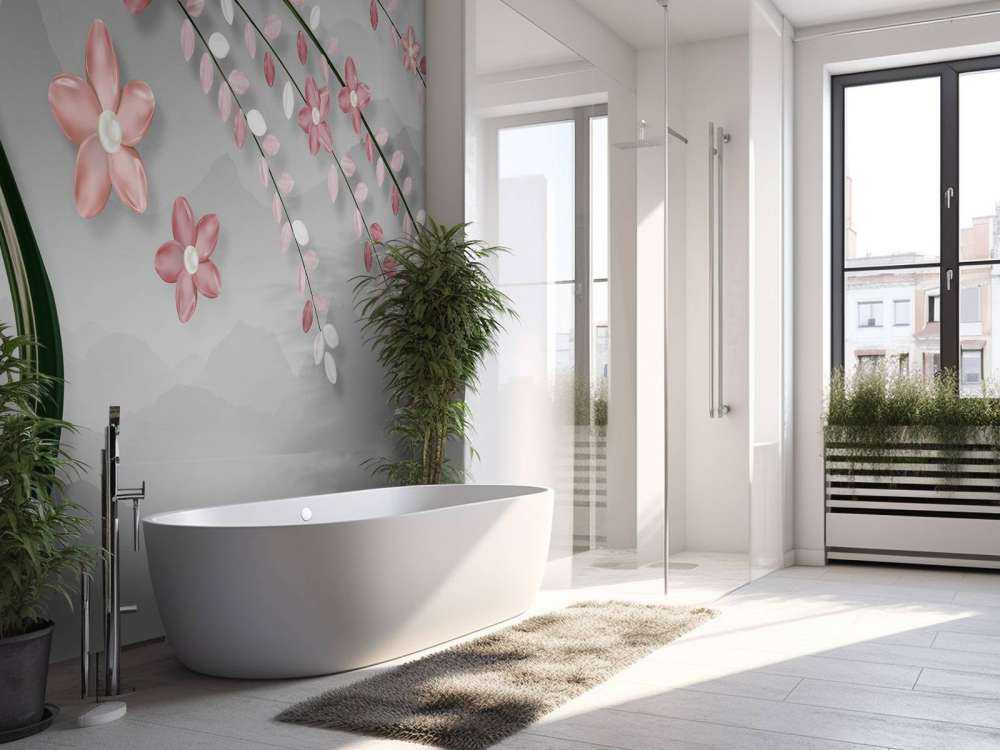 Arbre 3D avec des fleurs roses