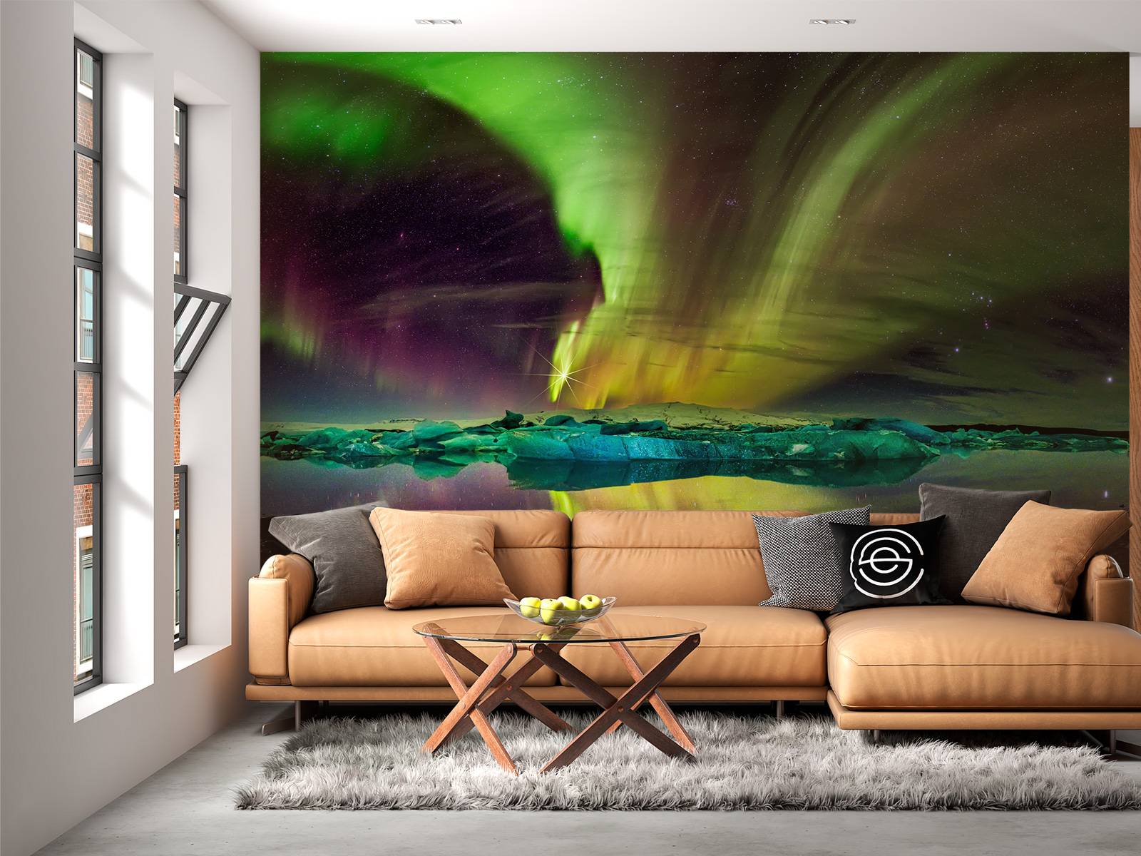 Papier Peint Intissé Mural Abstrait Feuilles Moderne Toison Salon