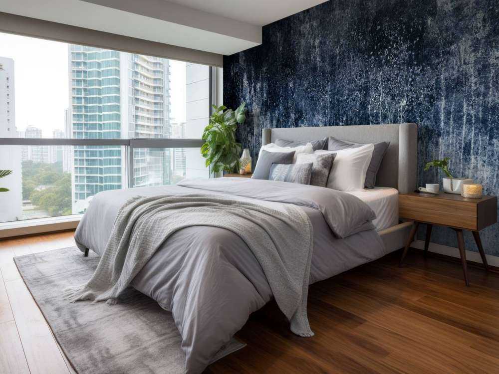 Mur bleu vieilli par les intempéries