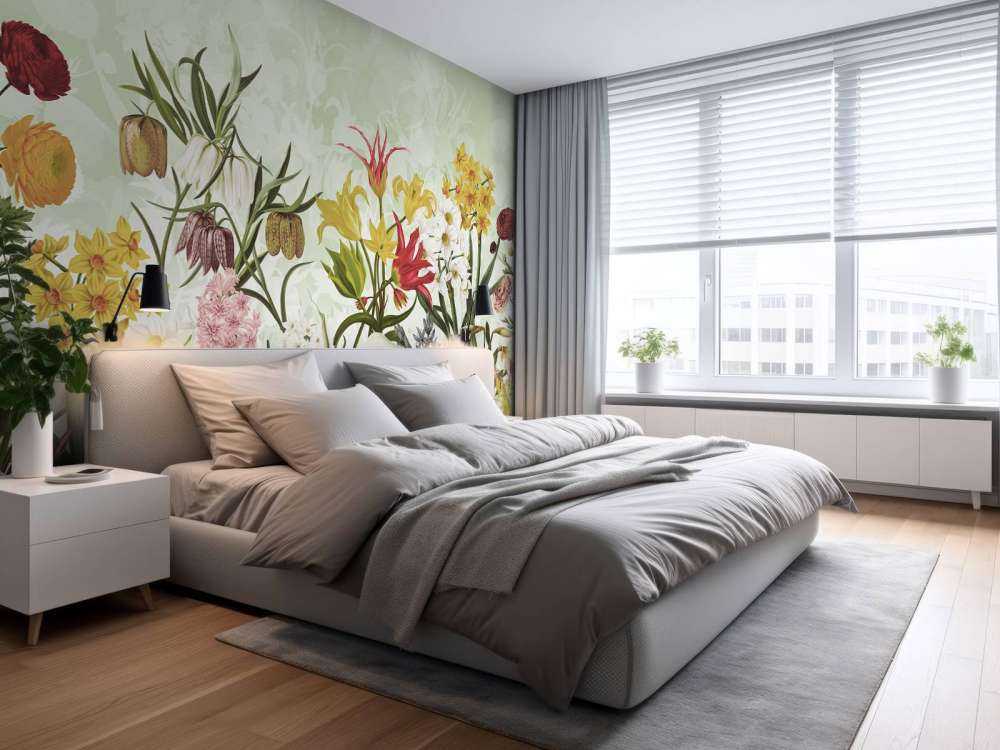 Fleurs de printemps - Vert menthe frais