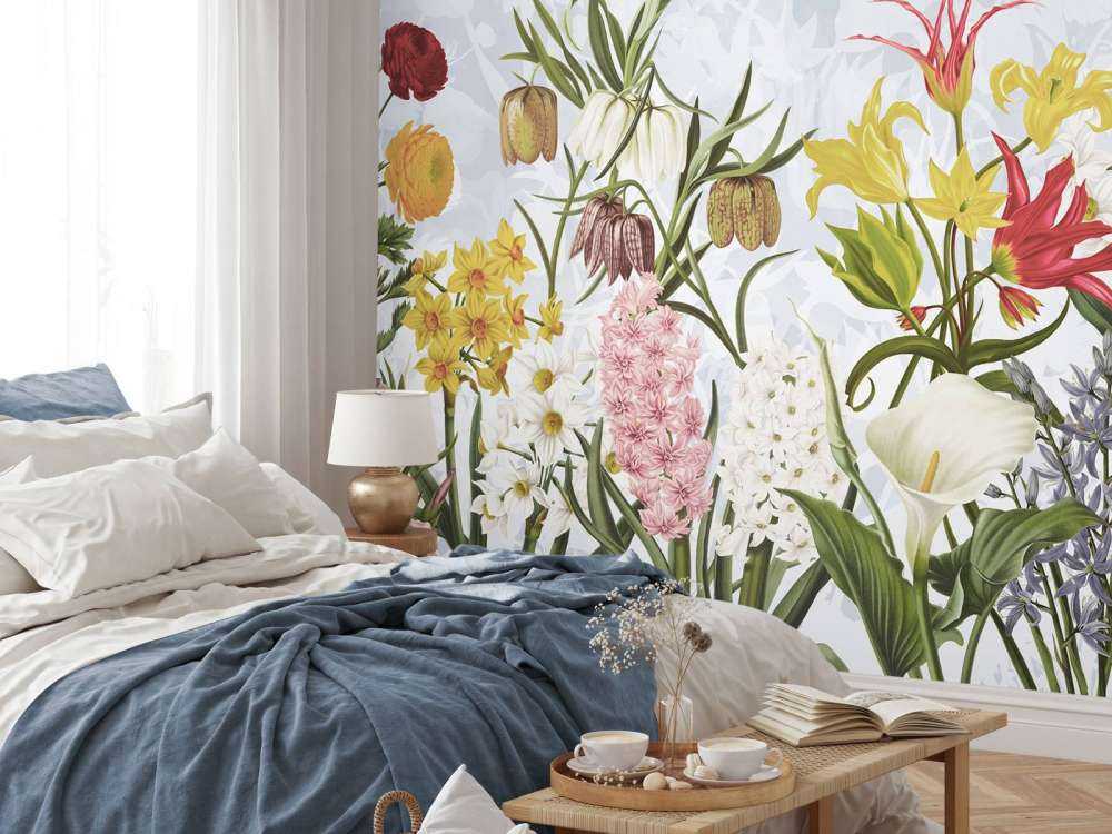 Fleurs de printemps - Ciel bleu nuageux