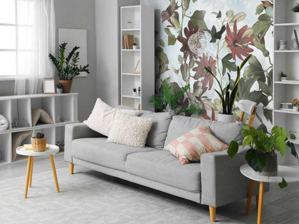 Sept oiseaux dans un feuillage enchanté - Bleu doux