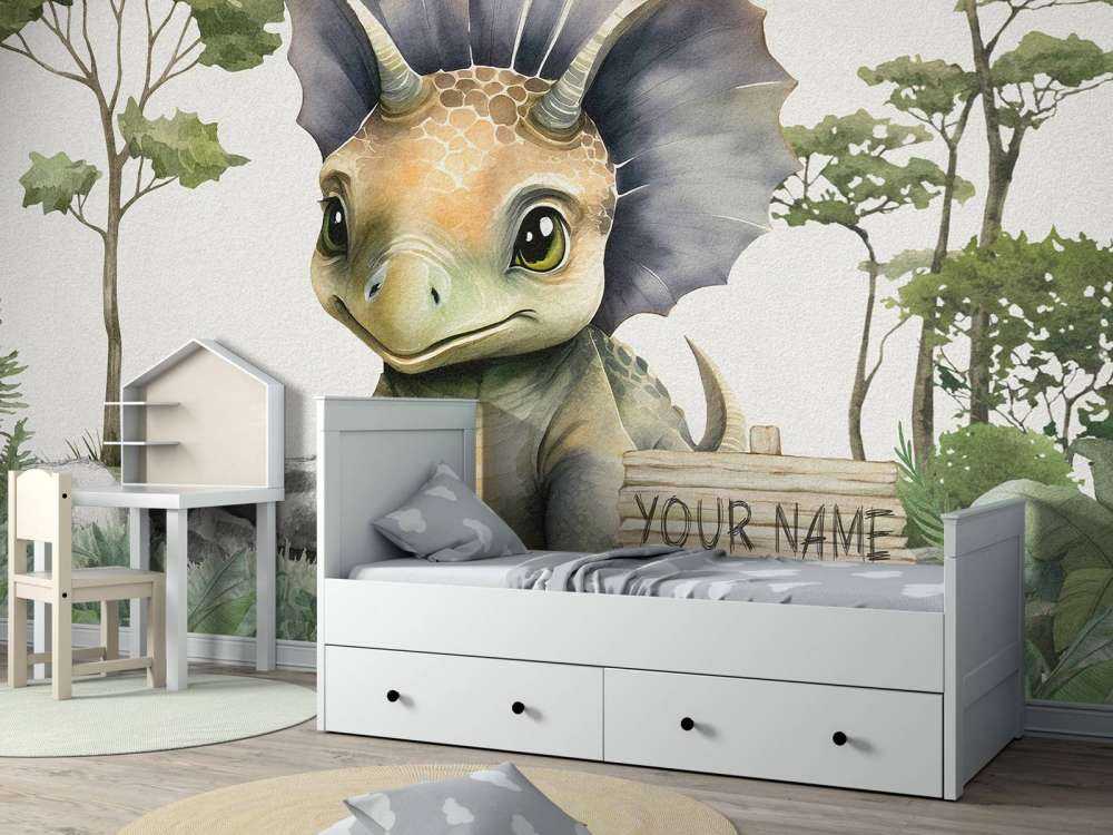 Bébé tricératops dans la jungle