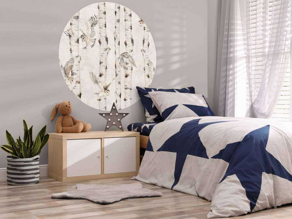 Birch and Owls - White - 120