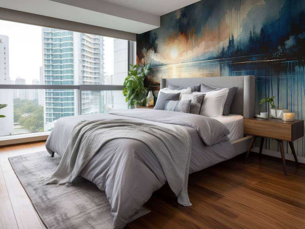 Lac abstrait à l'aquarelle