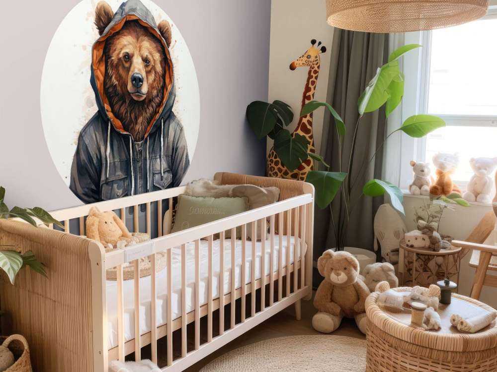 Ours Grizzly en Aquarelle avec un Sweat à Capuche