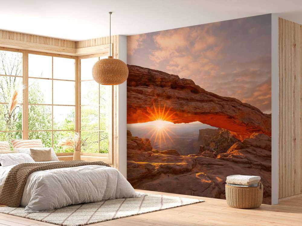 Coucher de soleil sous les rochers