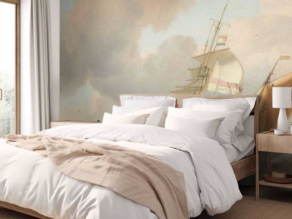 Mer rocailleuse avec des navires
