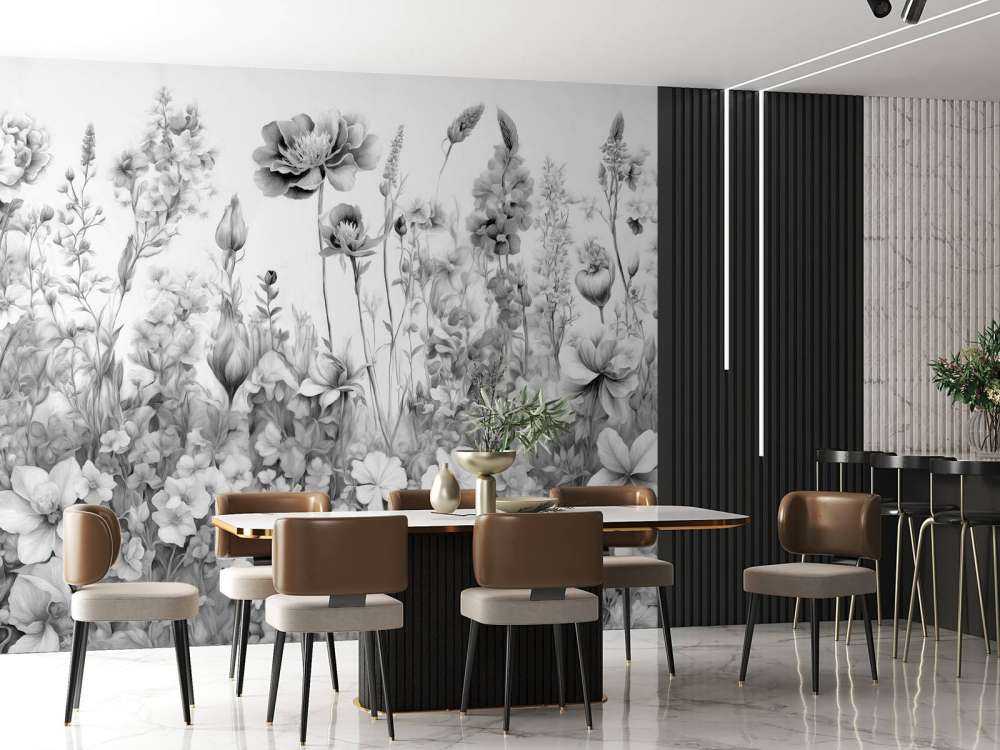 Fleurs de mon âme sans couture - gris