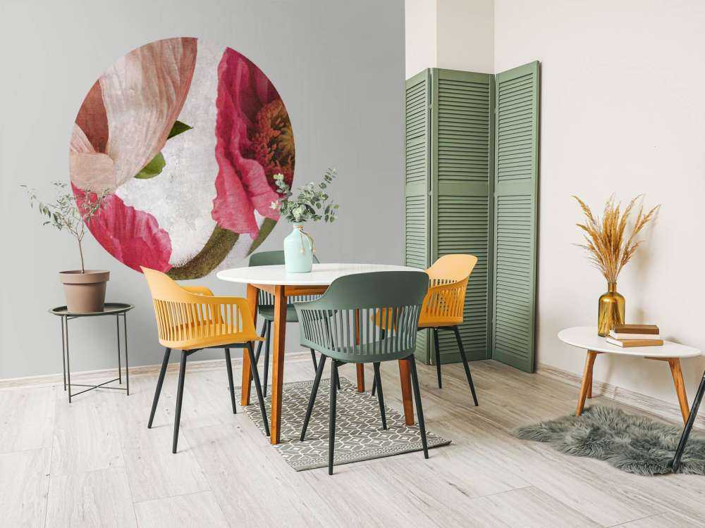 Coquelicots en rose et beige poudré