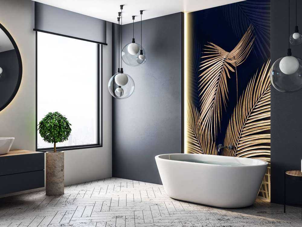 Palmes dorées sur bleu nuit