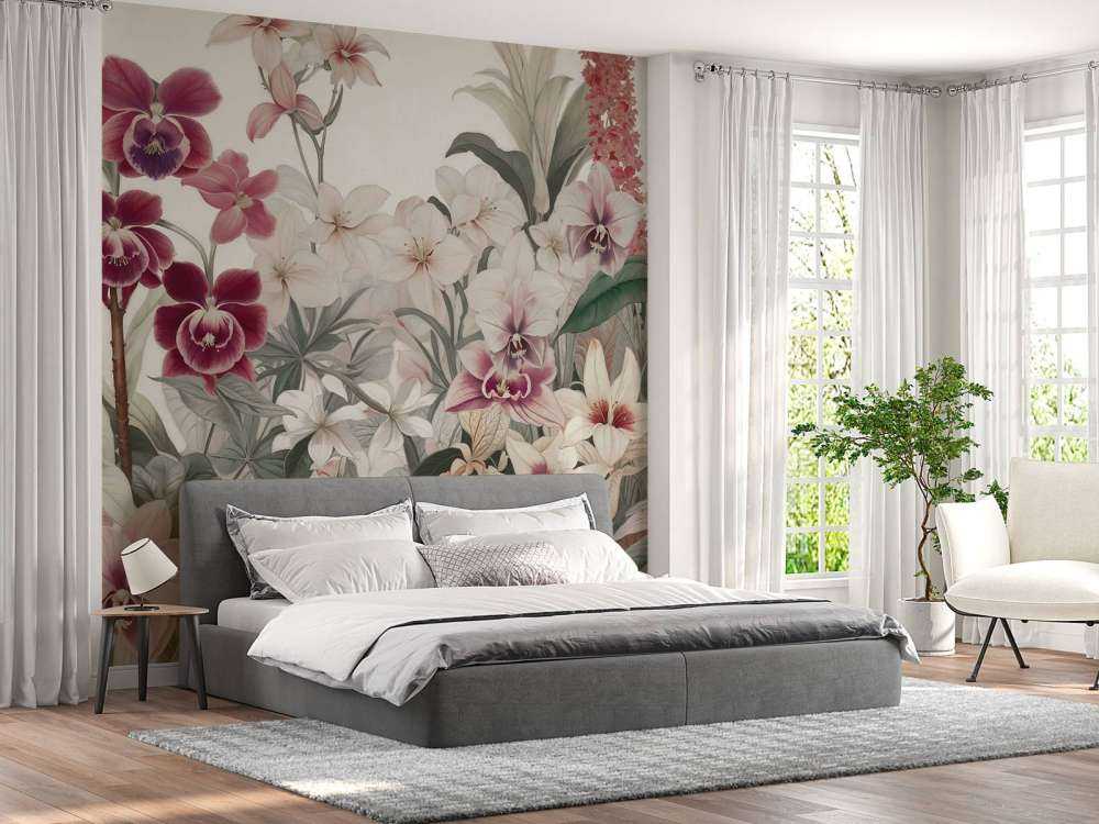 Fleurs exotiques aux douces teintes pastel