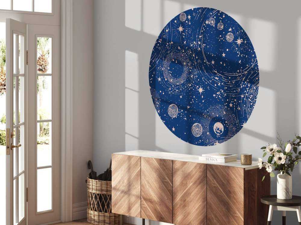 Pluie de planètes en bleu nuit