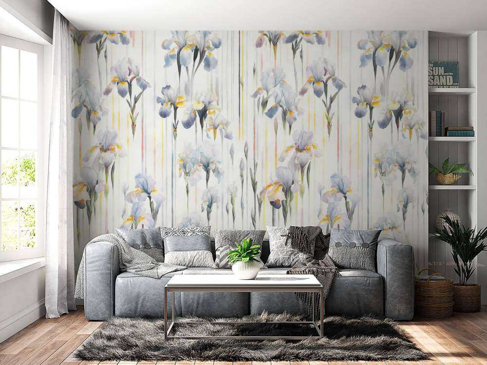 Iris et rayures bleu sans couture