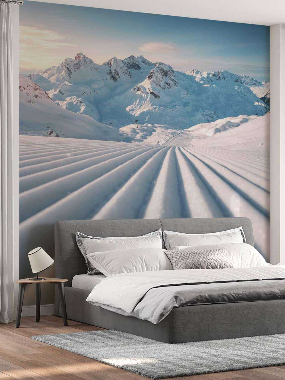 Traces dans la neige de montagne