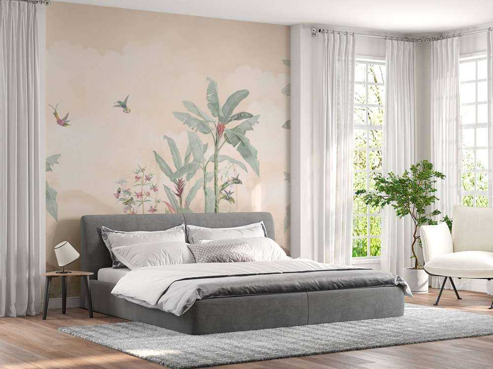 Colibris sous un ciel de nuages doux