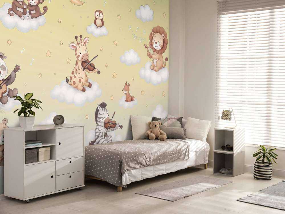 Concert d'oiseaux dans les nuages - jaune