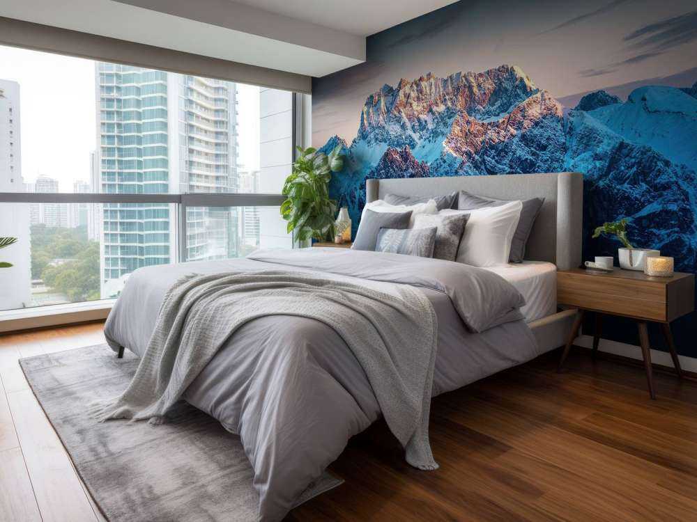 Lueur du soir sur les sommets enneigés