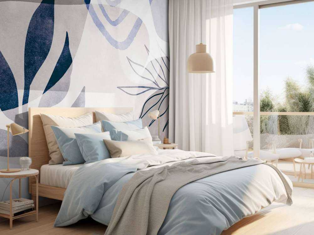 Nuances botaniques abstraites bleu beige