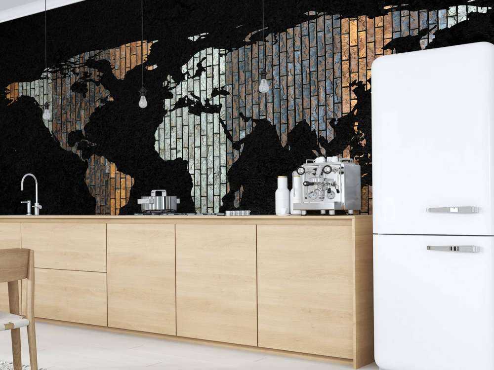 Carte du monde avec briques verticales