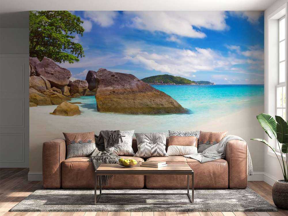 Photo panoramique d'une plage tropicale