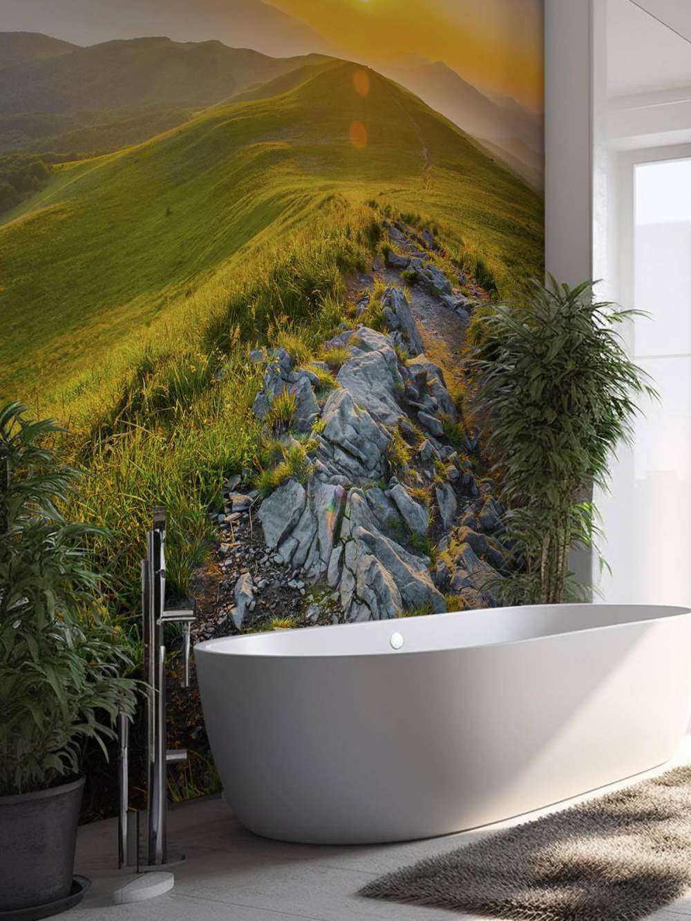 Coucher de soleil dans un paysage montagneux