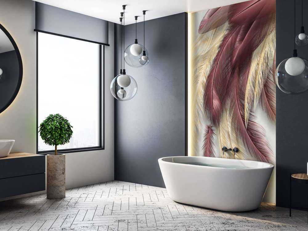 Plumes sur du béton