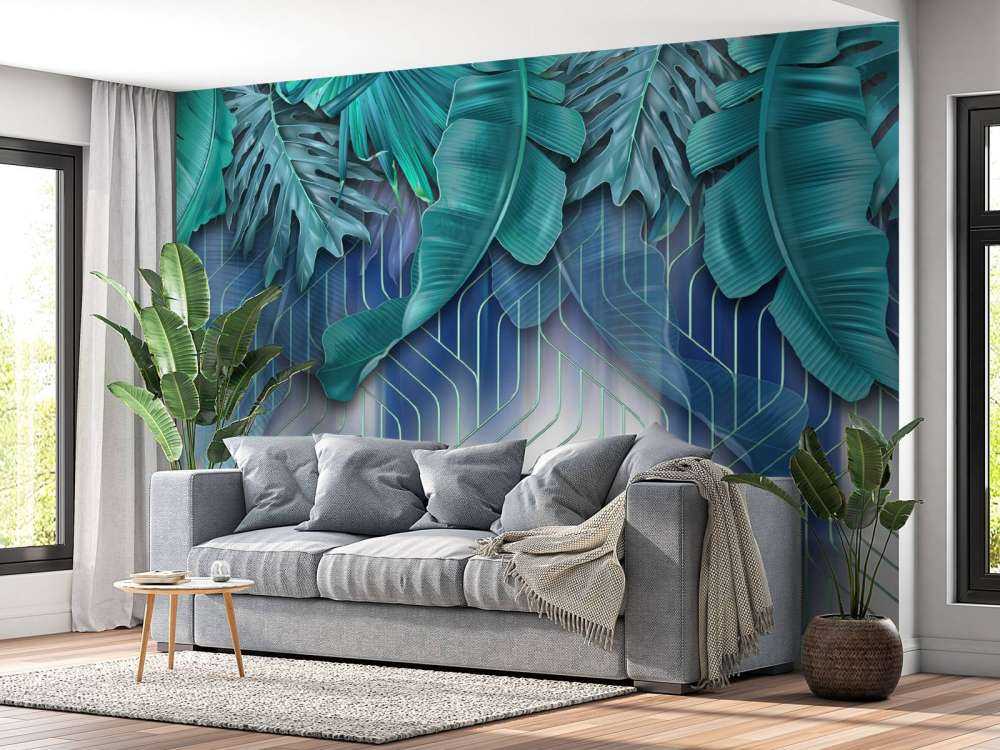 Feuilles vertes et lignes vertes graphiques