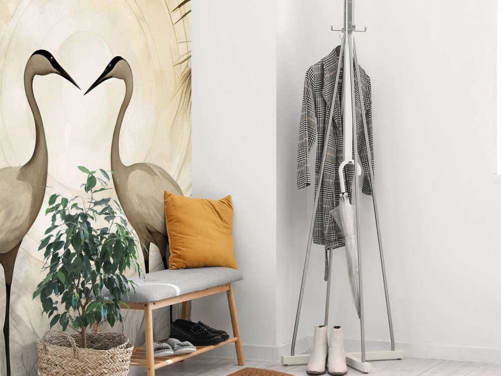 Grues au coucher du soleil taupe