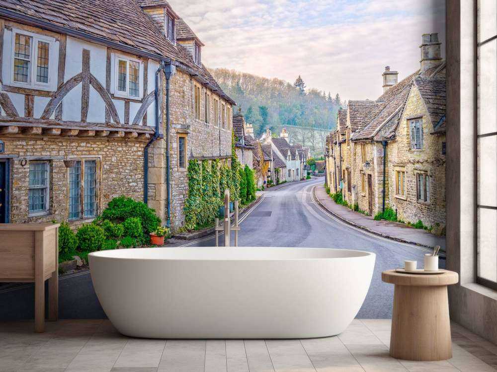 Village rural avec des maisons en pierre