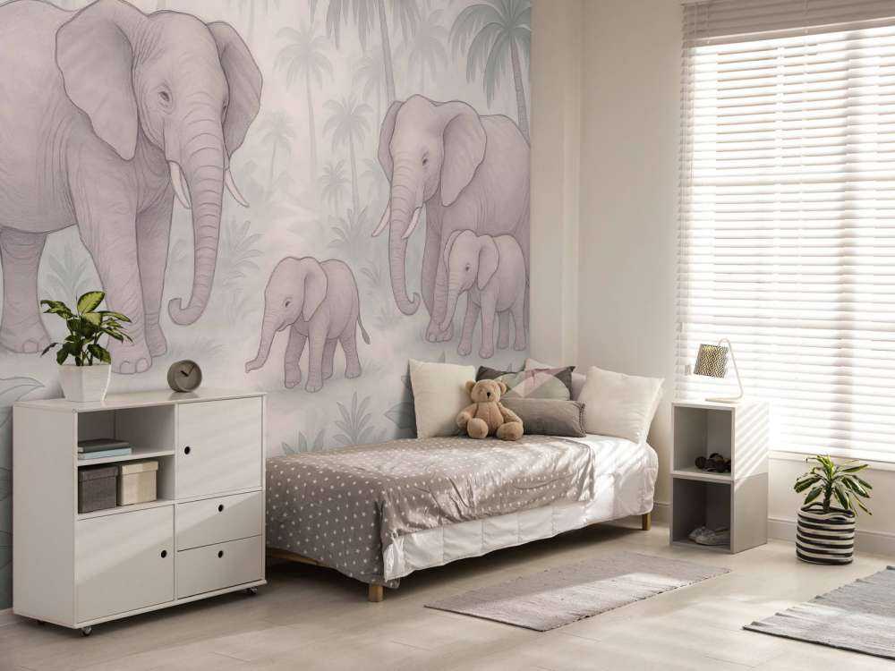 Famille d'éléphants dans la jungle.