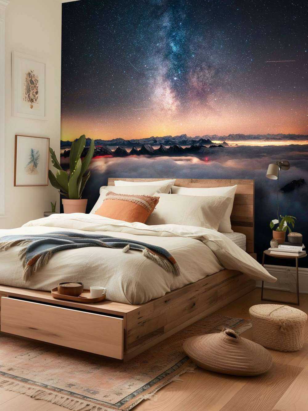 Voie lactée au-dessus de lambeaux de montagne nocturnes.