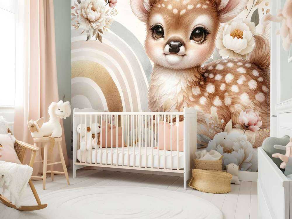 Cher petit cerf et arc-en-ciel doré