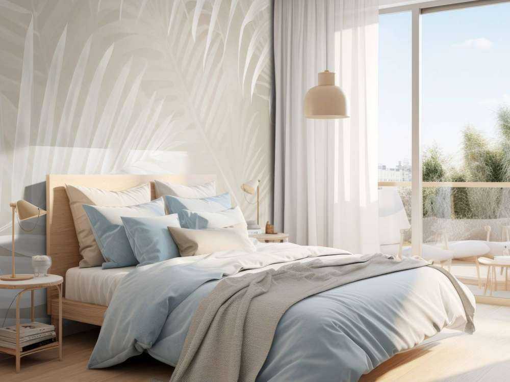 Feuilles de palmier brumeuses - beige