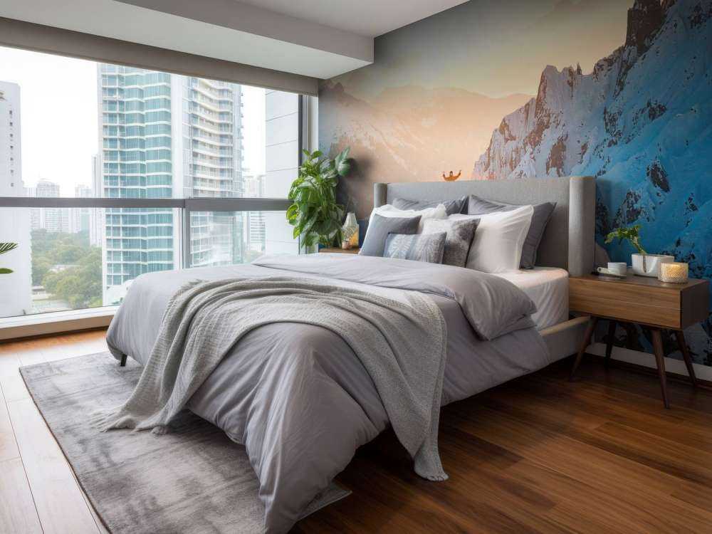 Lever de soleil au-dessus des sommets des montagnes.