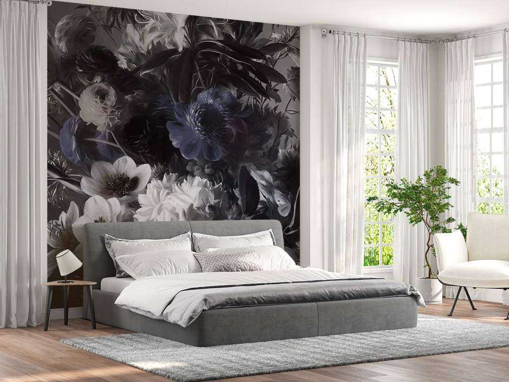 Grand bouquet avec des anémones bleues