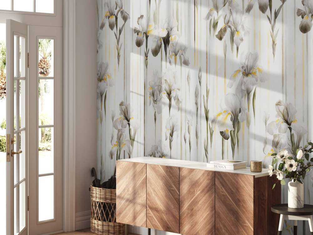 Iris et rayures sépia sans couture