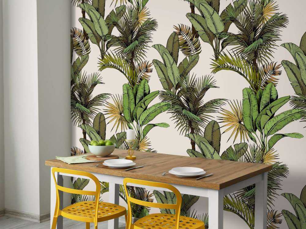 Feuilles de palmiers et de bananiers tropicaux