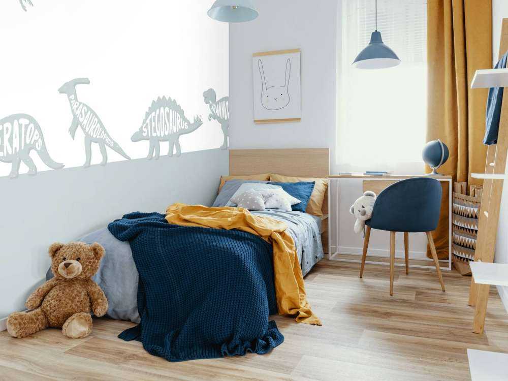 Dinosaures avec texte en bleu