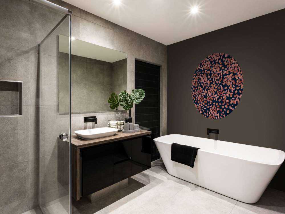 Petites feuilles rouille sur bleu nuit