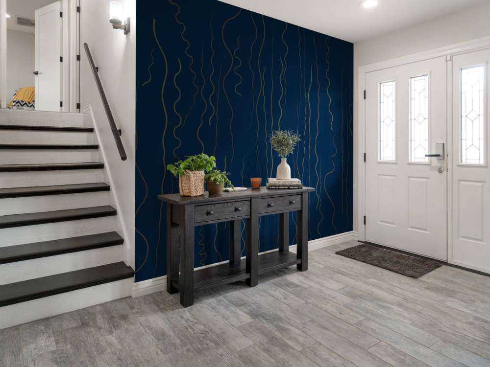 Lignes organiques herbe bleu nuit