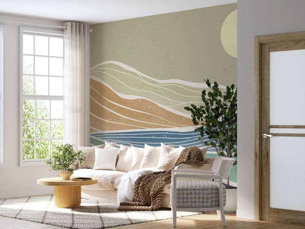 Vagues océaniques colorées avec le soleil