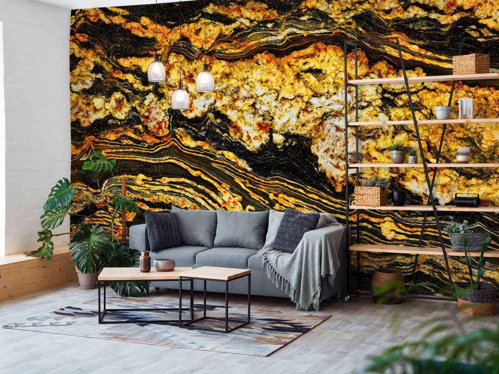 Marbre noir de couleur or