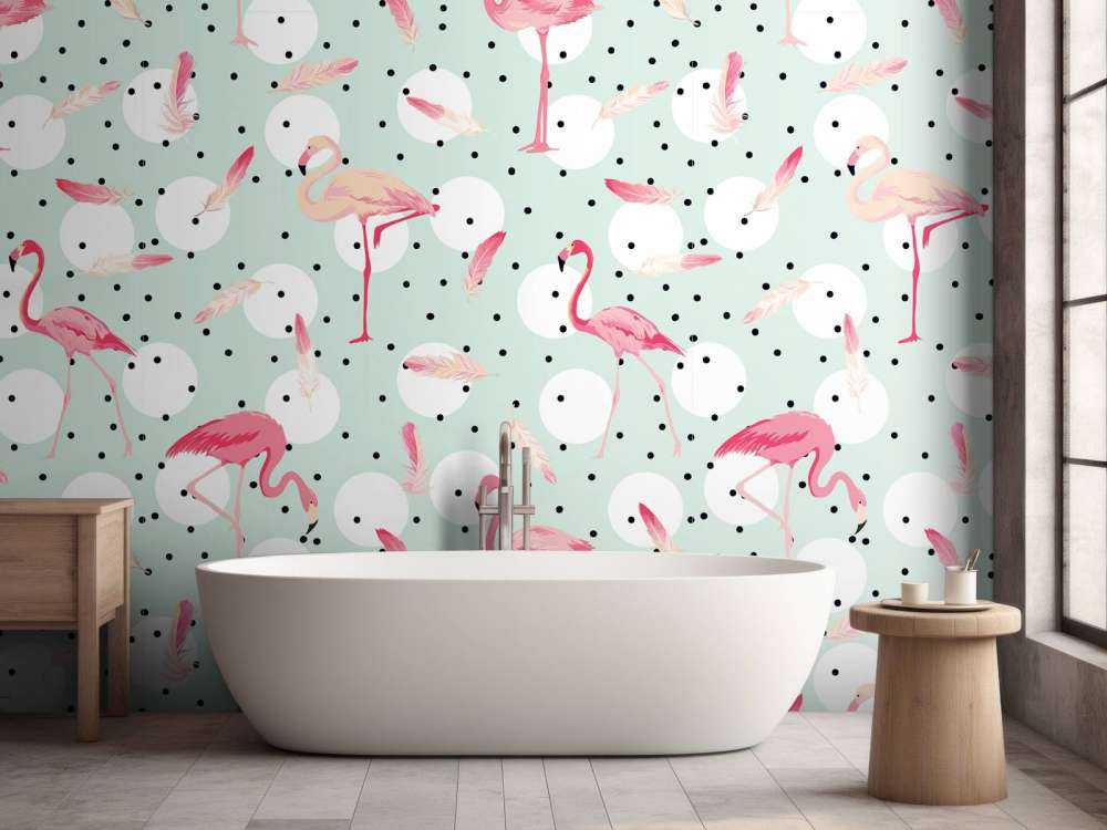 Flamants et plumes roses