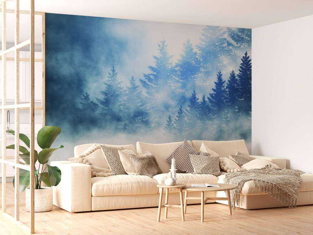 Une forêt sombre et enneigée