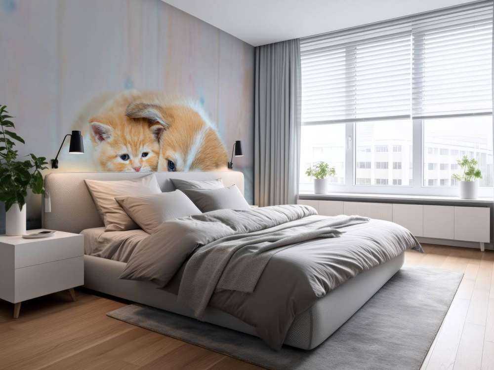 Papier peint de chat. Photo d'un chaton et d'un chiot.